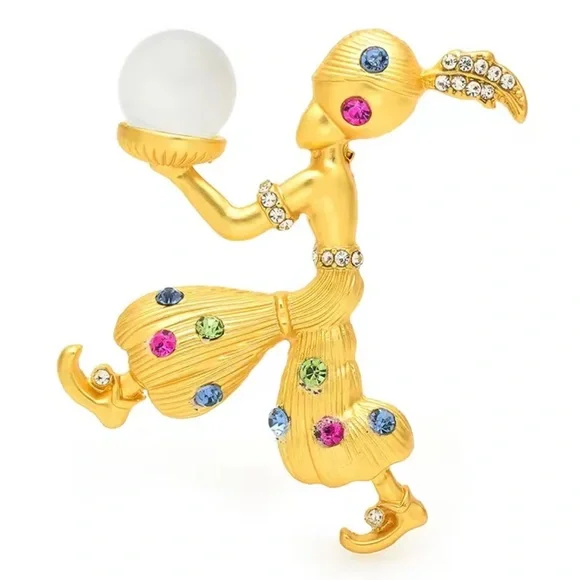 Aladdin Sultan Crystal Golden Fortune Brooch - Picture 5 of 6